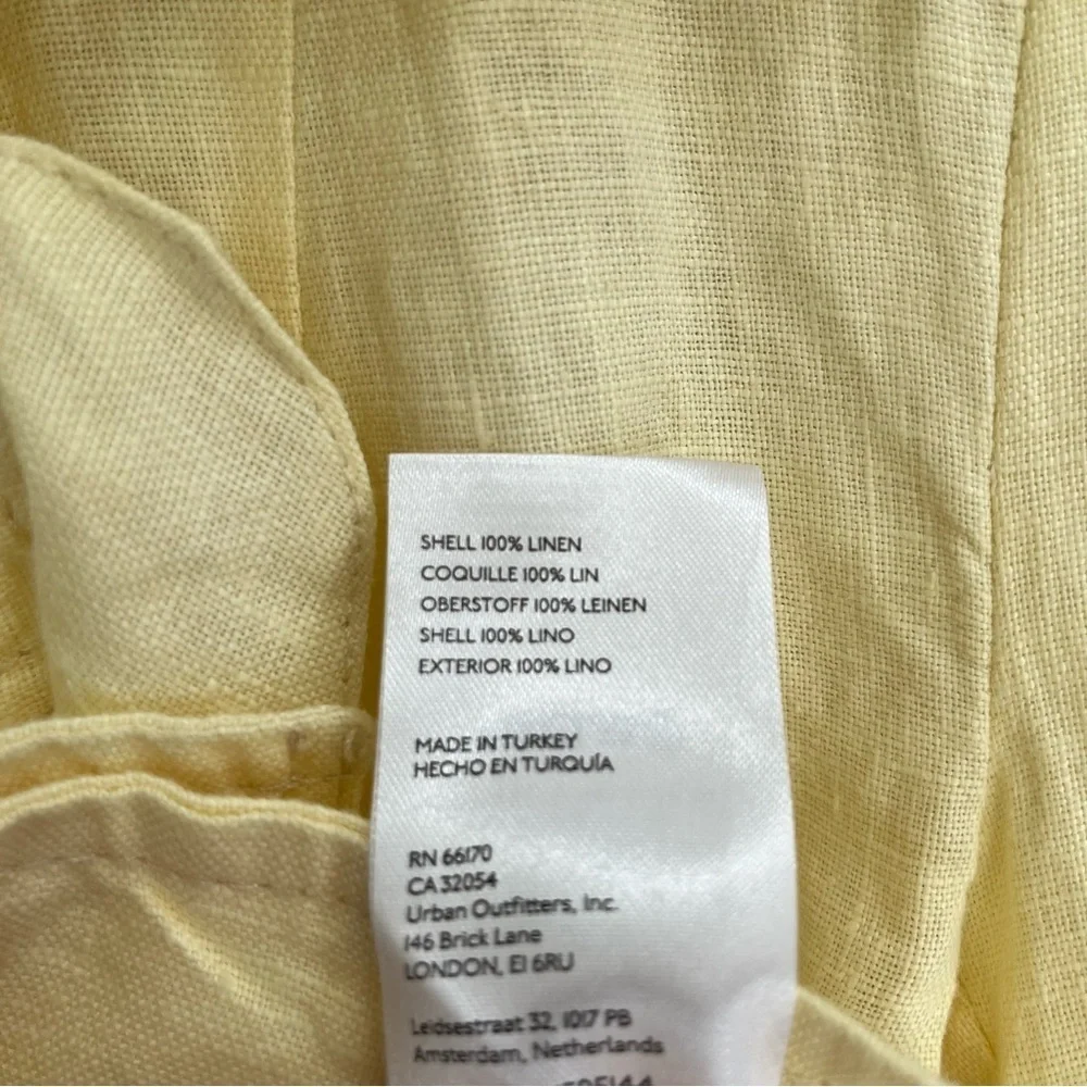 Free People Crossover Back Bennie Linen Double Breasted Blazer Butter Yellow